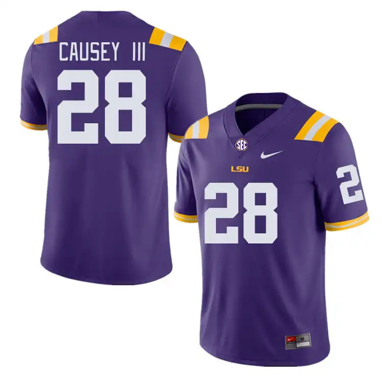 Men's LSU Tigers Bernard Causey III #28 Purple NCAA Football Jersey